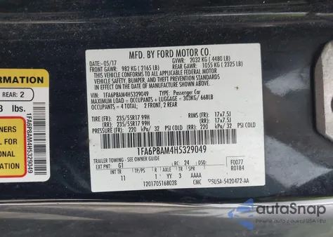 2017 Ford Mustang V6 из США, поврежденный, VIN 1FA6P8AM4H5329049